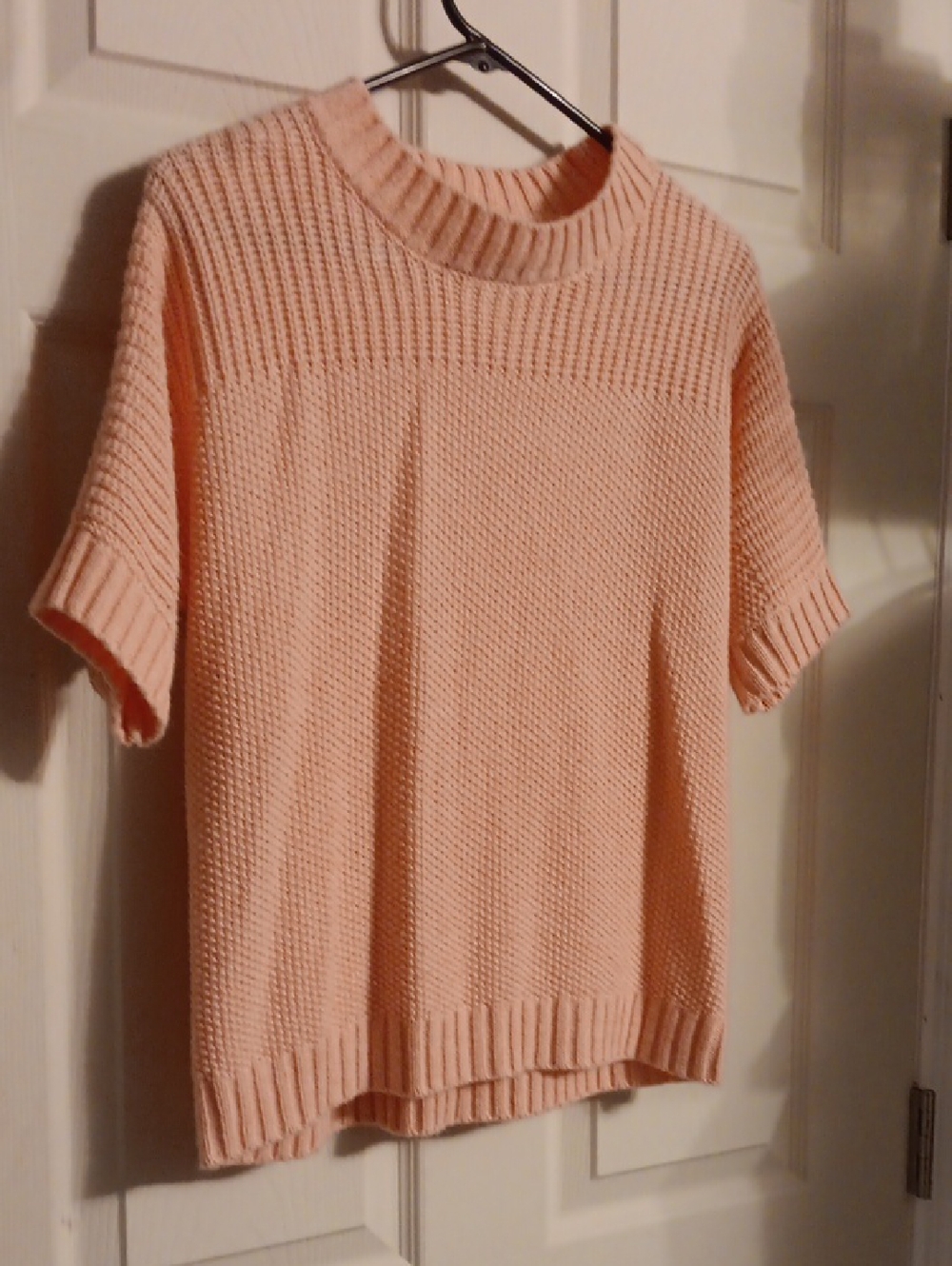 Blair Peach Short-Sleeve Crewneck Knit Sweater